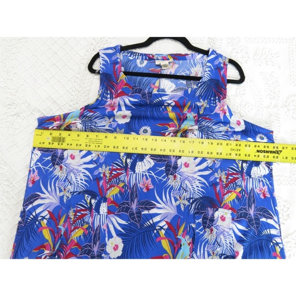 Water Lily Tropical Floral Print Sundress 2X Beach Summer Cruise Rayon Flowy - Picture 7 of 7